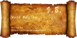 Volf Béla névjegykártya