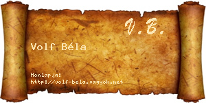 Volf Béla névjegykártya